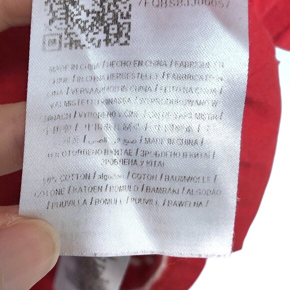 GUESS Red White Striped Logo Print Front Scoop Neck Short Sleeve Top M - Picture 6 of 6